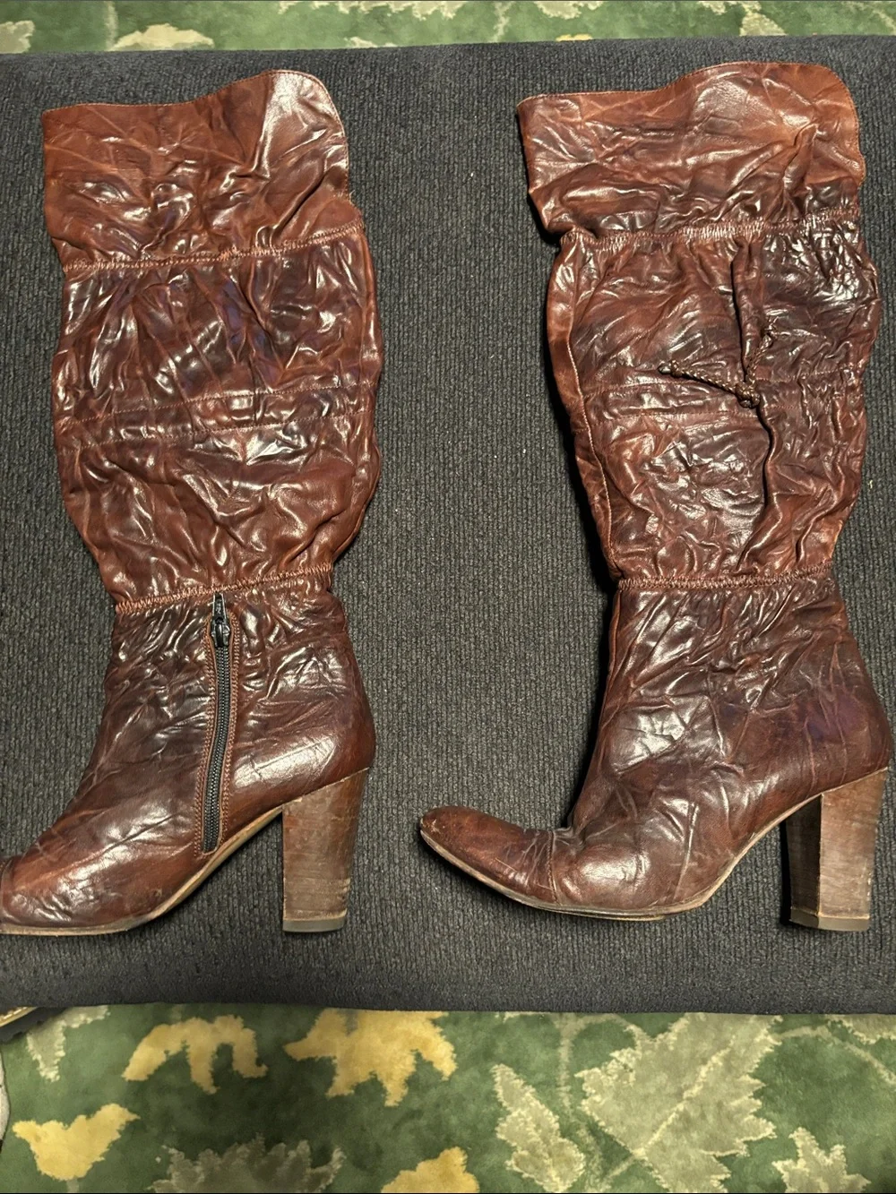Vero Cuoio Brown Over-the-Knee Ruched Leather Boots